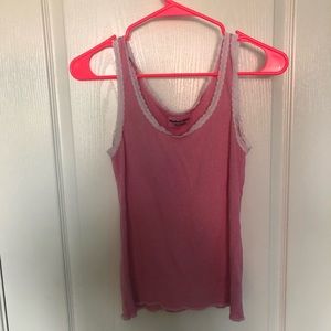 Michael Stars Pink Pajama Tank with White Lace